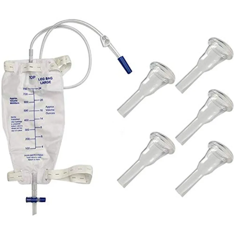 Male Urine Leg Bag Collector, 5-Condom Catheters Self-Seal 35mm Intermediate,Premium Leg Bag 750ml 30 Inch PVC Extension Tubing
Male Urine Leg Bag Collector, 5-Condom Catheters Self-Seal 35mm Intermediate,Premium Leg Bag 750ml 30 Inch PVC Extension Tubing