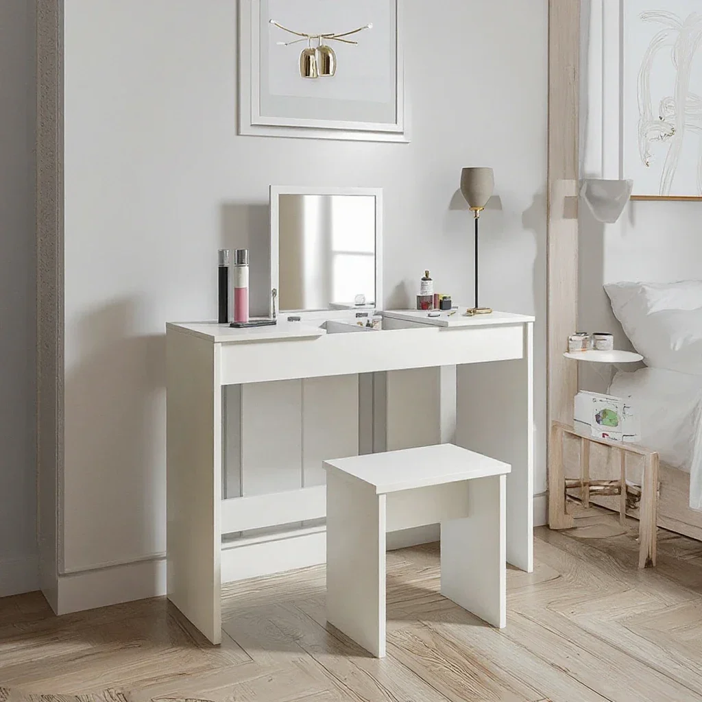 z Dressing Table Set Vanity Table with Stool and Folding Mirror MDF Wood Makeup Table Vanity Set
z Dressing Table Set Vanity Table with Stool and Folding Mirror MDF Wood Makeup Table Vanity Set