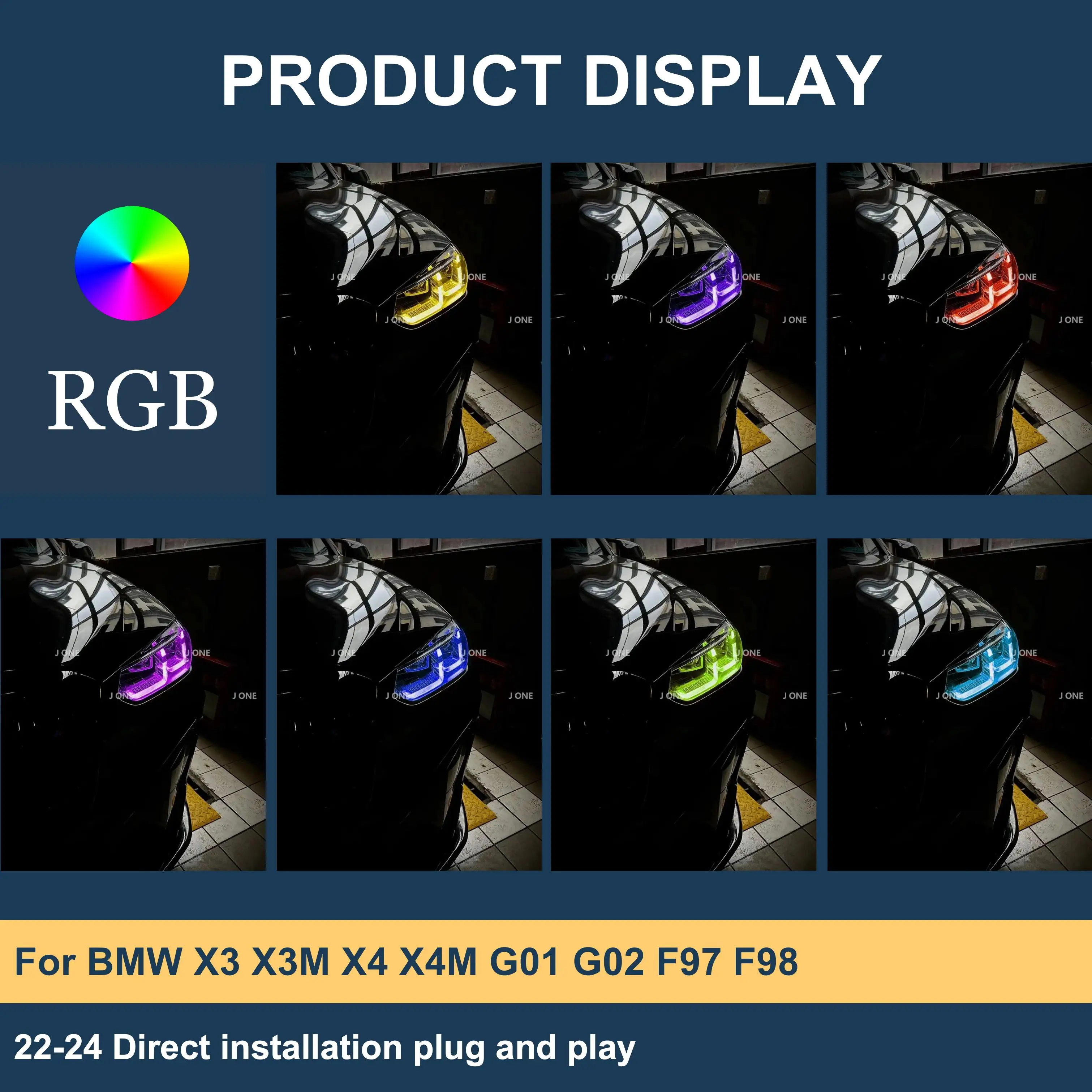 J ONE Auto Parts Drl Rgb Colour Control By Phone Rgb Drl Led Modules For BMW G02 X4 X3 X3 X4M G01 G02 F97 F98 2022-2024
J ONE Auto Parts Drl Rgb Colour Control By Phone Rgb Drl Led Modules For BMW G02 X4 X3 X3 X4M G01 G02 F97 F98 2022-2024