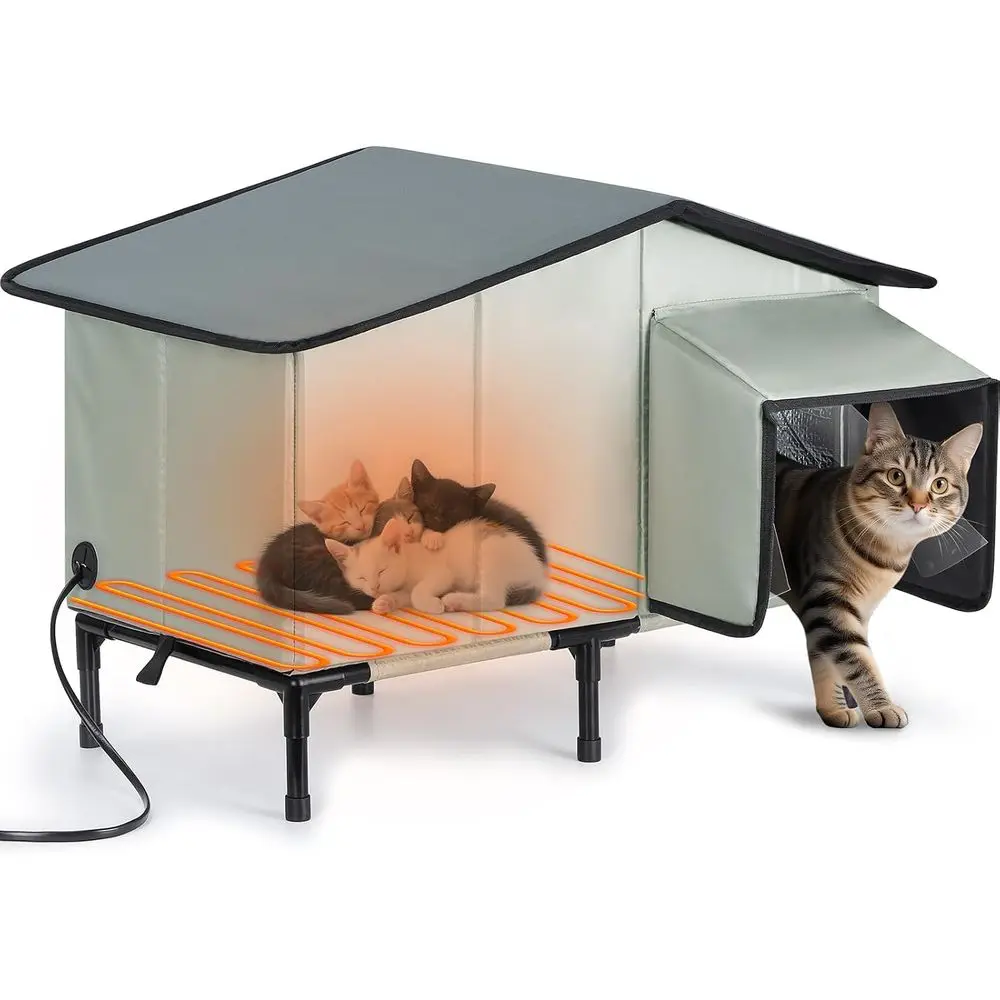 Insulated Outdoor Cat House with Heated Pad for Large Cats - Weatherproof and Warm Shelter
Insulated Outdoor Cat House with Heated Pad for Large Cats - Weatherproof and Warm Shelter