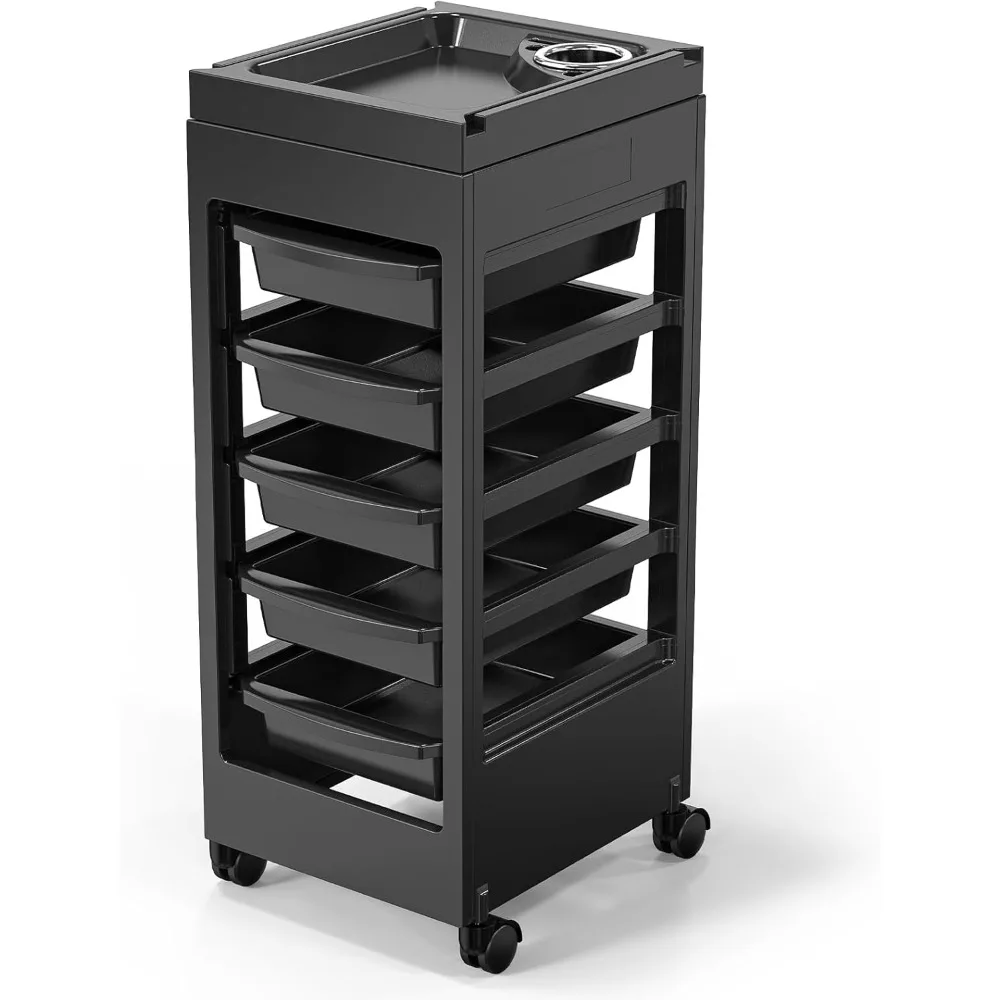 Salon Trolley Cart with Wheels, 5 Drawers, Hair Dryer Holder, Rolling Storage Organizer for Hair Stylist
Salon Trolley Cart with Wheels, 5 Drawers, Hair Dryer Holder, Rolling Storage Organizer for Hair Stylist