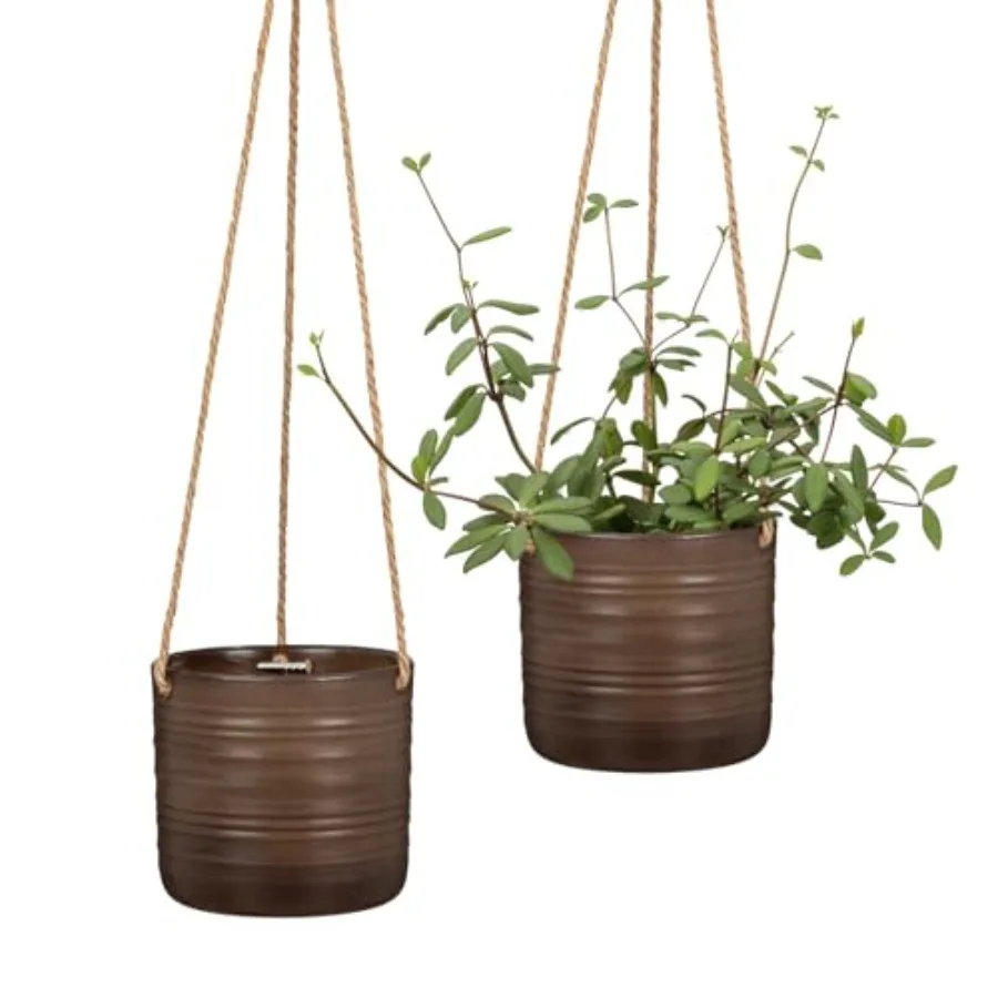 Indoor outdoor hanging plant pot set: dark oak ceramic 6.5 waterproof break-resistant includes 22 sisal rope hangers ideal for
Indoor outdoor hanging plant pot set: dark oak ceramic 6.5 waterproof break-resistant includes 22 sisal rope hangers ideal for