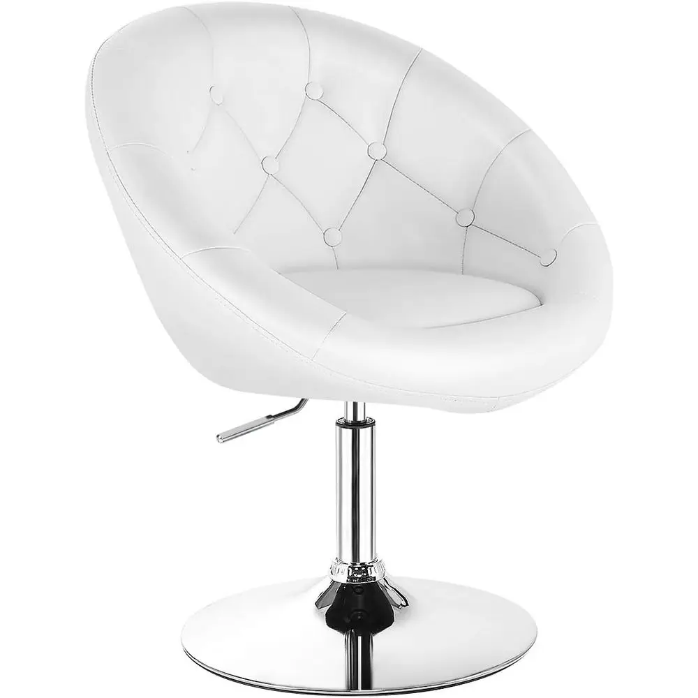 Modern Adjustable Makeup Chair with Chrome Base, Swivel Accent for Pub or Bar, White
Modern Adjustable Makeup Chair with Chrome Base, Swivel Accent for Pub or Bar, White
