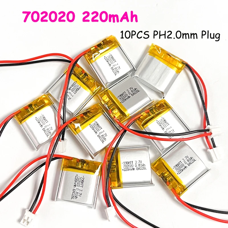 10PCS 702020 Battery 220mAh 3.7V Lipo Lithium Polymer Batteries for LED Light,MP3,MP4,electric Toys,Bluetooth Headset,camera,
10PCS 702020 Battery 220mAh 3.7V Lipo Lithium Polymer Batteries for LED Light,MP3,MP4,electric Toys,Bluetooth Headset,camera,