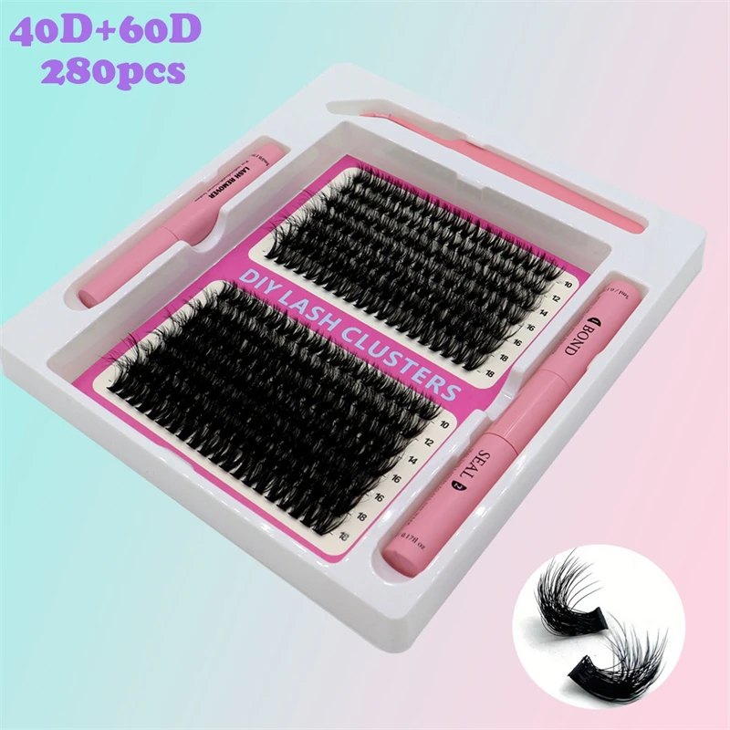D Curl False Eyelashes Clusters 40D-200D with Detachable Glue Set Hair Adhesive Pliers Kit for Eyelash Extensions
D Curl False Eyelashes Clusters 40D-200D with Detachable Glue Set Hair Adhesive Pliers Kit for Eyelash Extensions