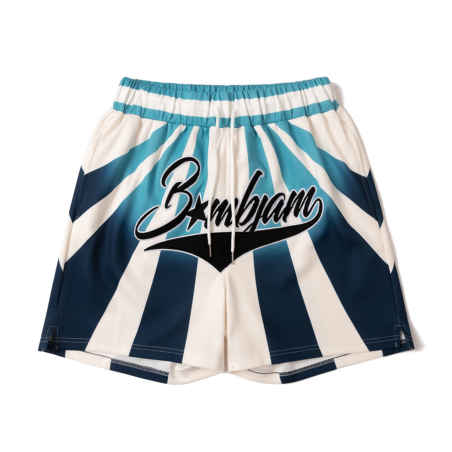 Men's Retro Striped Gradient Mesh Shorts with Embroidered Lettering - Loose Fit Breathable Basketball & Beach Pants for Summer
Men's Retro Striped Gradient Mesh Shorts with Embroidered Lettering - Loose Fit Breathable Basketball & Beach Pants for Summer