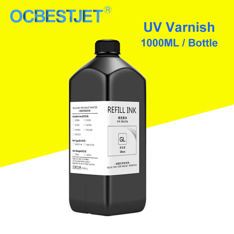 1000ML / Bottle UV Varnish UV Gloss For Epson L800 L805 L1800 R290 R330 1390 1400 4800 4880 7800 7880 TX800 XP600 UV DTF Prniter
1000ML / Bottle UV Varnish UV Gloss For Epson L800 L805 L1800 R290 R330 1390 1400 4800 4880 7800 7880 TX800 XP600 UV DTF Prniter