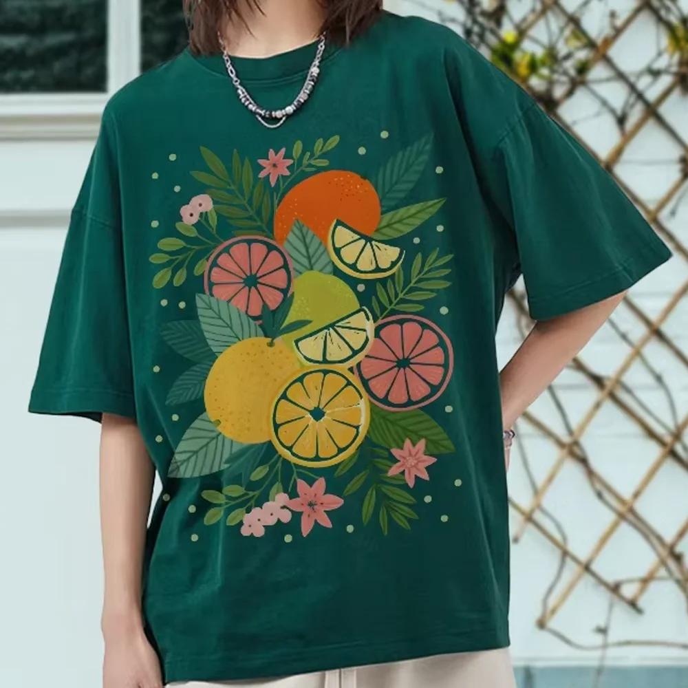 Y2k Graphic T-Shirt Citrus Fruits Print Refreshing Summer T-Shirt Pure Cotton Casual Trendy Fun Vibe Colorful Playful Style Tee
Y2k Graphic T-Shirt Citrus Fruits Print Refreshing Summer T-Shirt Pure Cotton Casual Trendy Fun Vibe Colorful Playful Style Tee