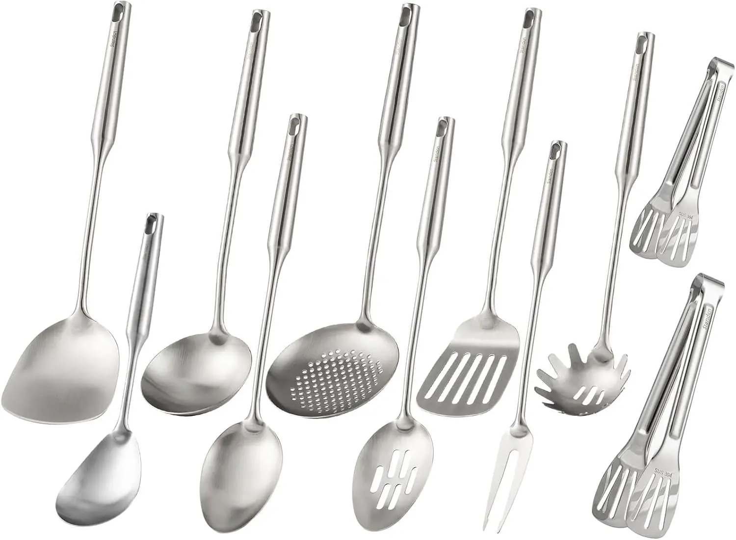 11-Piece 18/10 Stainless Steel Kitchen Utensil Set, 15" Long, Dishwasher Safe, All Metal Cooking Tools
11-Piece 18/10 Stainless Steel Kitchen Utensil Set, 15" Long, Dishwasher Safe, All Metal Cooking Tools