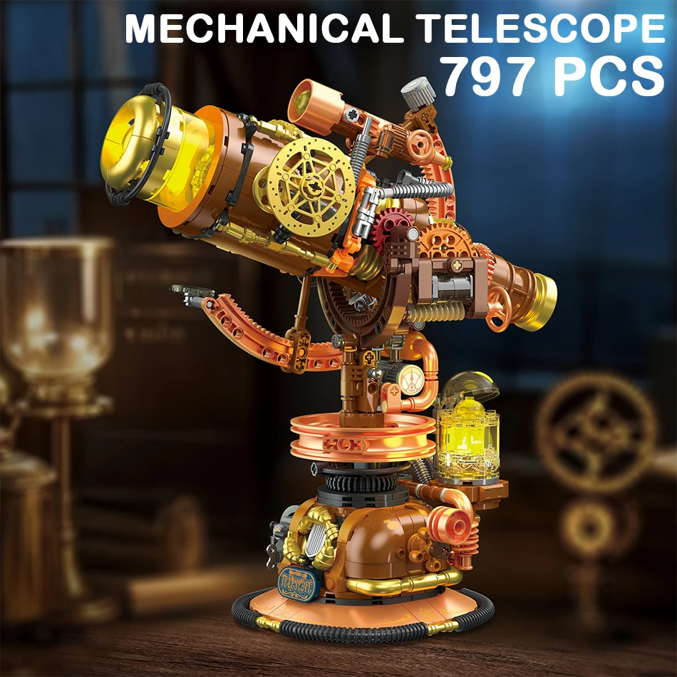 797 PCS Retro Steampunk Mechanical Telescope Building Blocks Technical Astronomical Telescope Assembly Bricks Toys for Kids Gift
797 PCS Retro Steampunk Mechanical Telescope Building Blocks Technical Astronomical Telescope Assembly Bricks Toys for Kids Gift