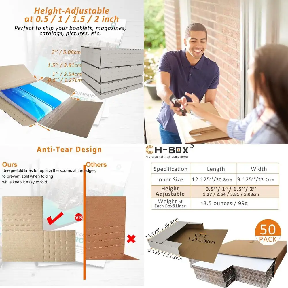 50 Pack 12.125 x 9.125 x 2 Adjustable Height White Corrugated Mailers
50 Pack 12.125 x 9.125 x 2 Adjustable Height White Corrugated Mailers