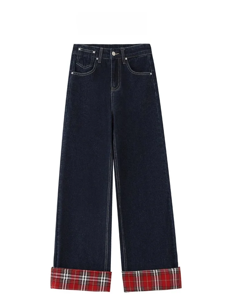 plus Size Elastic Deep Blue Plaid Splicing Women's Jeans Spring Autumn Loose Slim Wide Leg Floor-Length Pants High Waist
plus Size Elastic Deep Blue Plaid Splicing Women's Jeans Spring Autumn Loose Slim Wide Leg Floor-Length Pants High Waist