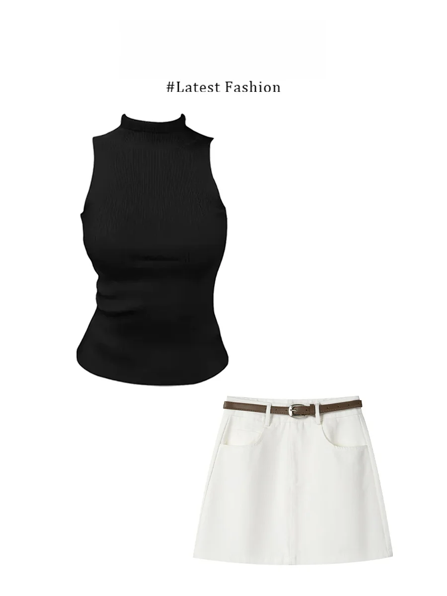 Parkyeon2026 Summer New Style Elegant Lady Vest Top Sleeveless Half Skirt Set Fashionable Versatile Women's Clothing Casual Wear
Parkyeon2026 Summer New Style Elegant Lady Vest Top Sleeveless Half Skirt Set Fashionable Versatile Women's Clothing Casual Wear