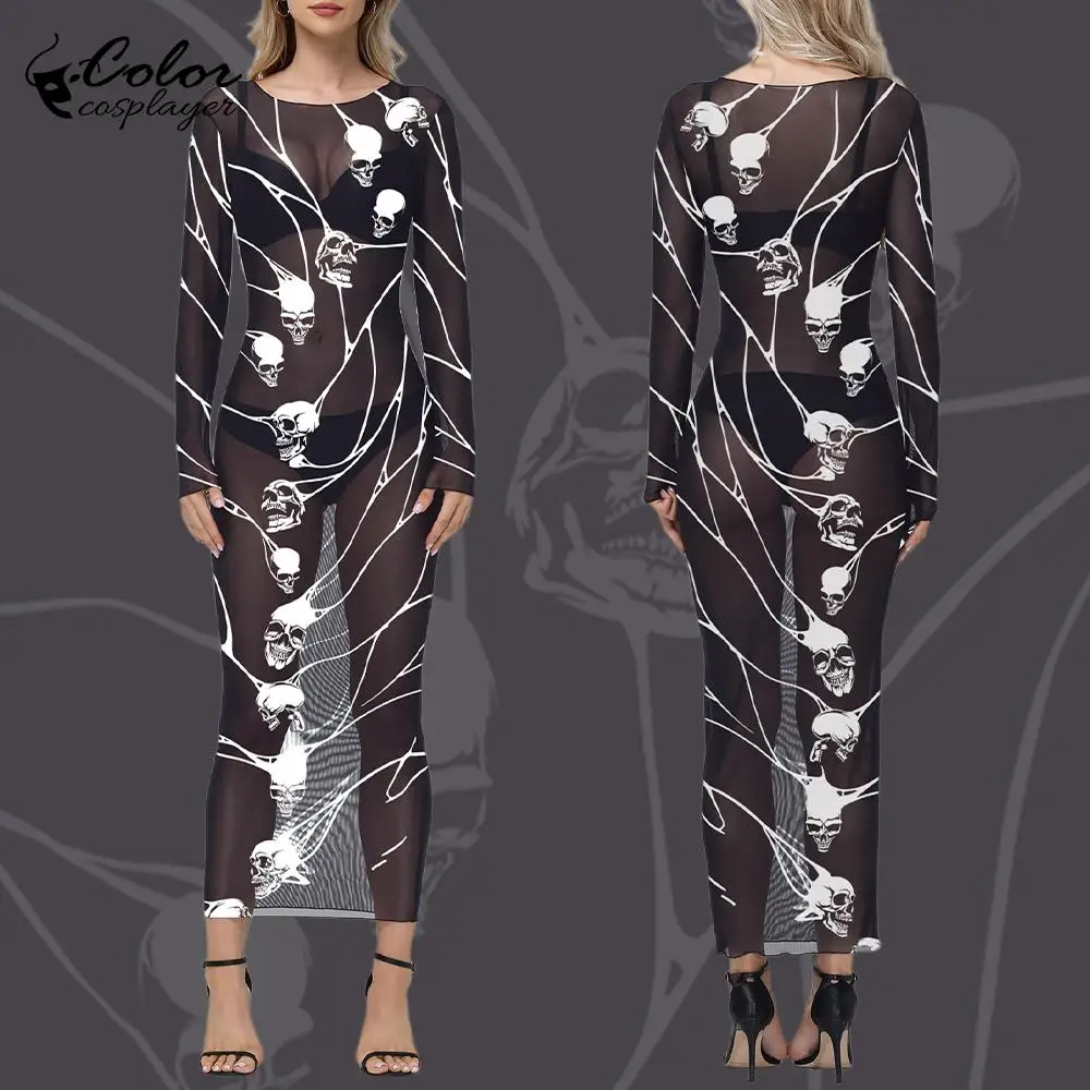 Color Cosplayer Mesh Perspective Dress Black Sexy Gown Long Sleeved Dress Party Halloween Cosplay Costume Adult Witch Outfit
Color Cosplayer Mesh Perspective Dress Black Sexy Gown Long Sleeved Dress Party Halloween Cosplay Costume Adult Witch Outfit
