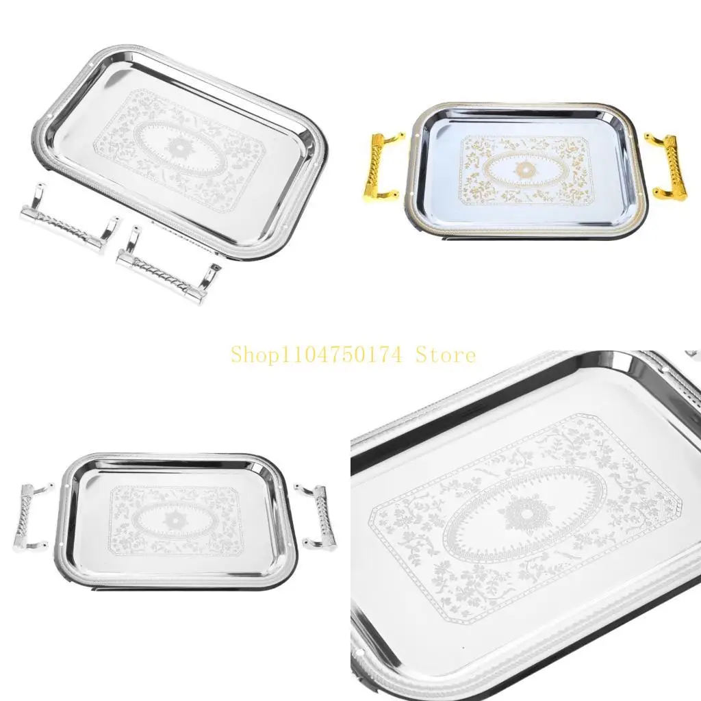 Скандинавский сервировочный поднос из нержавеющей стали с ручками, элегантный прямоугольный подставка для еды для кофе-бара, для
Скандинавский сервировочный поднос из нержавеющей стали с ручками, элегантный прямоугольный подставка для еды для кофе-бара, для