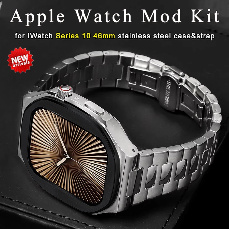 Luxury 316L Stainless Steel Modification Kit for Apple Watch Band 10 46mm Metal Strap Case Bracelet for Iwatch Series 10 Mod Kit
Luxury 316L Stainless Steel Modification Kit for Apple Watch Band 10 46mm Metal Strap Case Bracelet for Iwatch Series 10 Mod Kit