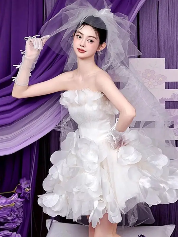 White Short Lightweight Wedding Dresses Ball Gown Sle Bride Morning Robe Outdoor Wedding High and Banquet Adult Ceremony Dress
White Short Lightweight Wedding Dresses Ball Gown Sle Bride Morning Robe Outdoor Wedding High and Banquet Adult Ceremony Dress