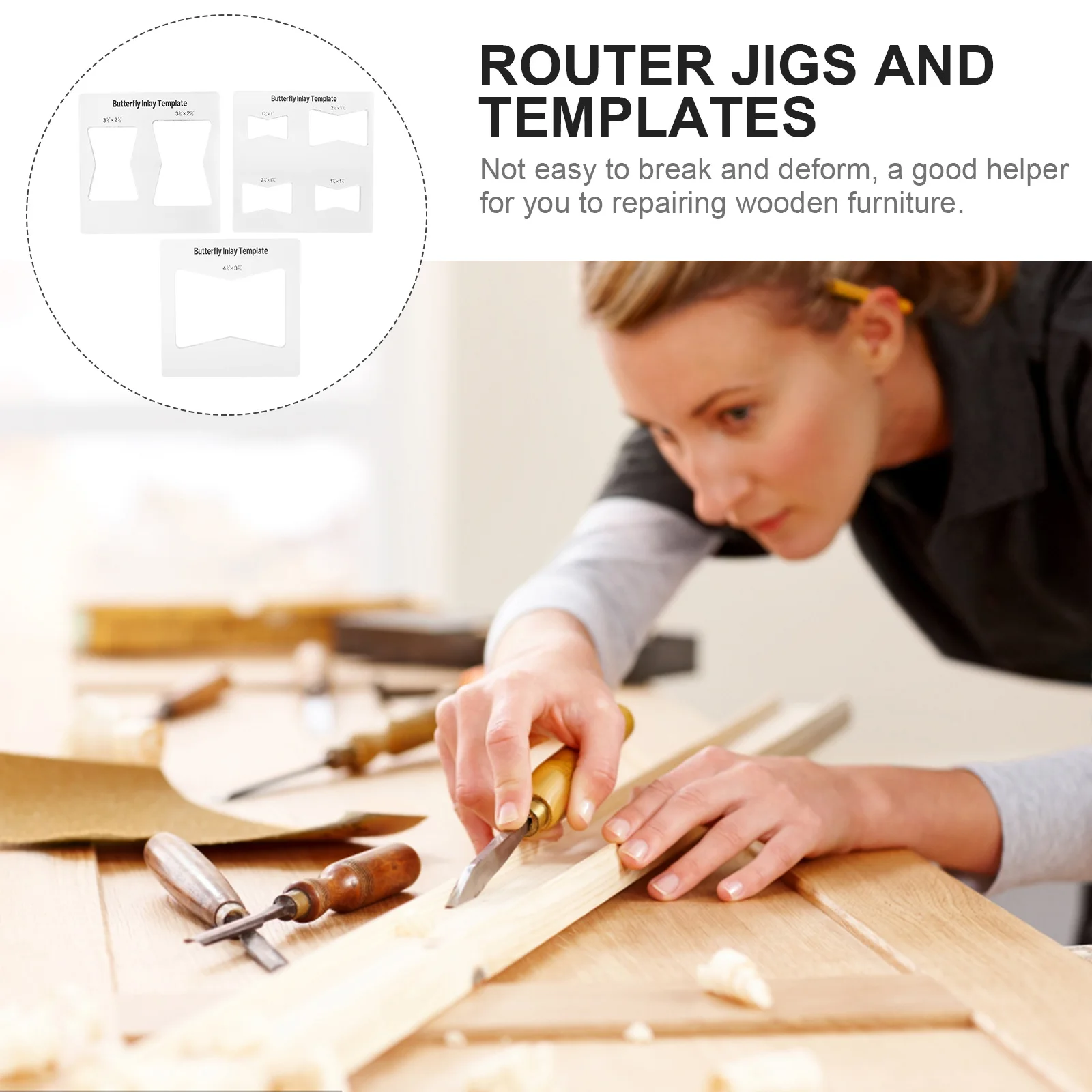 3pcs Acrylic Butterflies Inlay Woodworking Router Jigs Durable Repair Reinforce Wooden Furniture 1 11/16 x 1 to 4 3/4 for Wood 
3pcs Acrylic Butterflies Inlay Woodworking Router Jigs Durable Repair Reinforce Wooden Furniture 1 11/16 x 1 to 4 3/4 for Wood