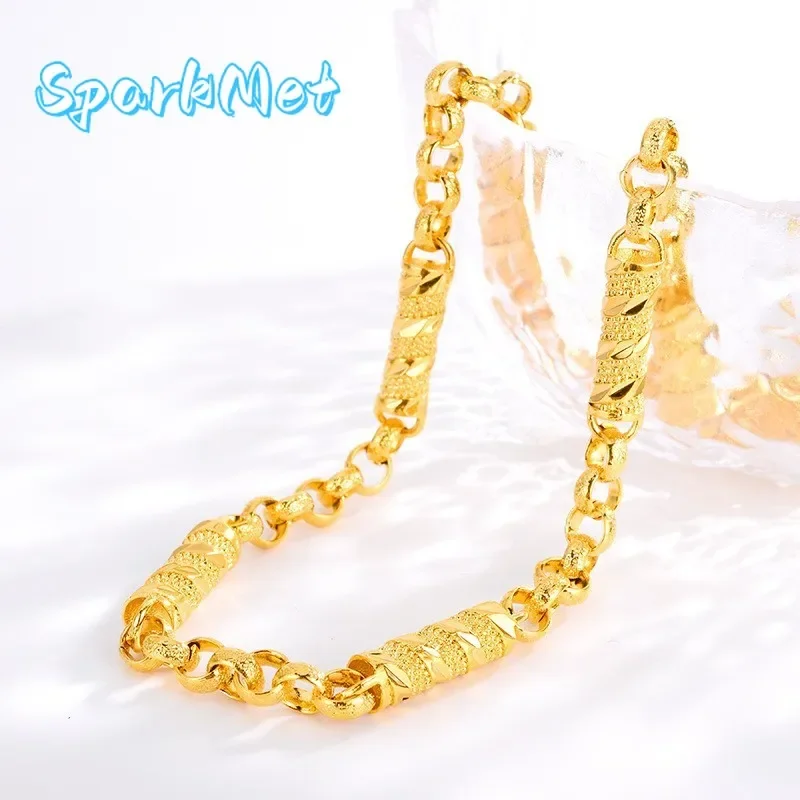 SparkmetPremium AU999 Gold Clavicle Olive Round Bead Hollow Necklace 24K Real Gold Frosted Men's Necklace Big Boss Gold Chain
SparkmetPremium AU999 Gold Clavicle Olive Round Bead Hollow Necklace 24K Real Gold Frosted Men's Necklace Big Boss Gold Chain