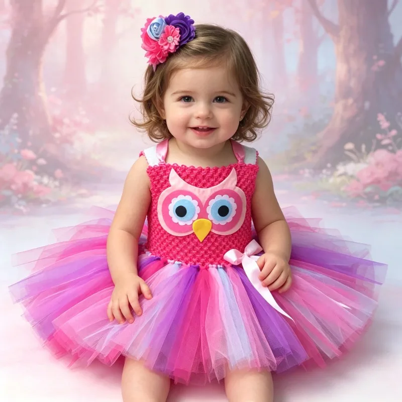 Girls' fluffy skirt with cartoon owl pattern, cute stage performance mesh dress, children's Halloween role-playing party outfit
Girls' fluffy skirt with cartoon owl pattern, cute stage performance mesh dress, children's Halloween role-playing party outfit