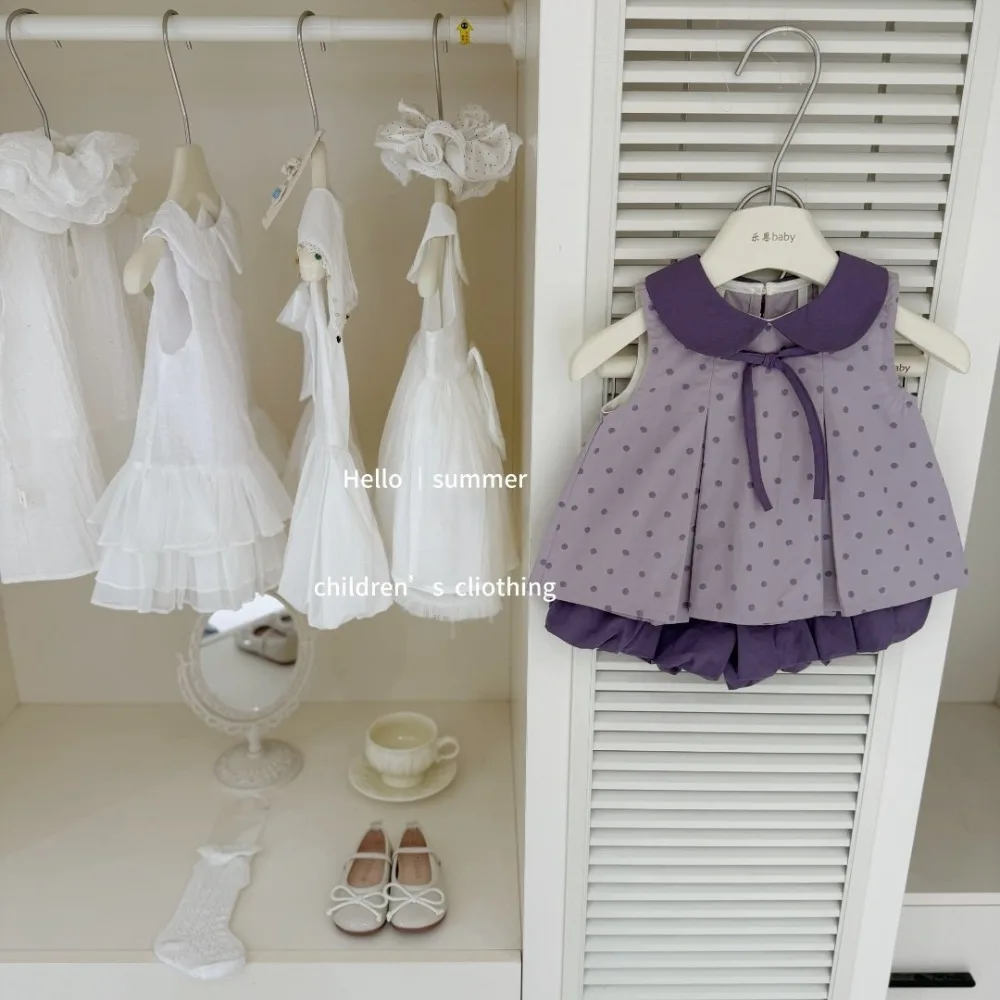 Lovely Peter Pan Neck Sleeveless Top, Blossom Style Short Pants Casual Suit for 73-130cm
Lovely Peter Pan Neck Sleeveless Top, Blossom Style Short Pants Casual Suit for 73-130cm