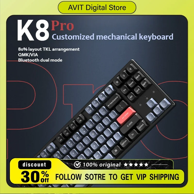 K8Pro Bluetooth Wireless Mechanical Keyboard 87-key Dual-mode Office Gaming Customized Hot-swappable Customization Ergonomics KC
K8Pro Bluetooth Wireless Mechanical Keyboard 87-key Dual-mode Office Gaming Customized Hot-swappable Customization Ergonomics KC