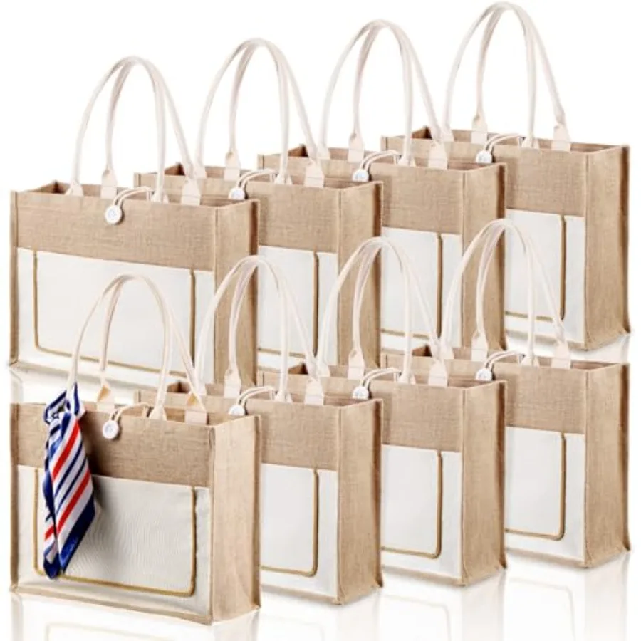 8 Pcs Burlap Tote Bags Bulk Large Jute Tote with Handles Reusable Canvas Gift Bags for Wedding Travel
8 Pcs Burlap Tote Bags Bulk Large Jute Tote with Handles Reusable Canvas Gift Bags for Wedding Travel