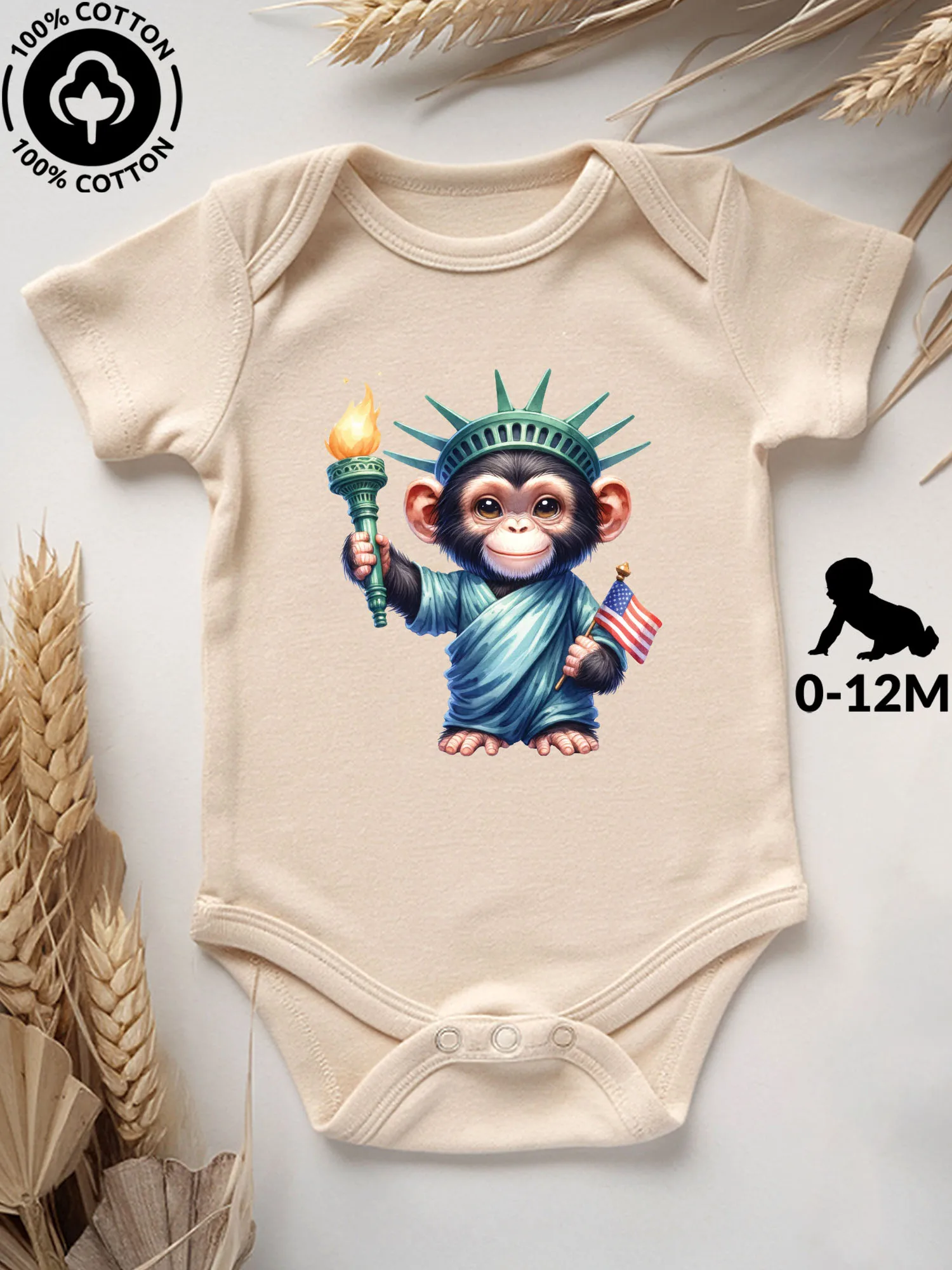 Детский комбинезон-боди Monkey Liberty Of Statue, унисекс, 100% хлопок, мягкий, всесезонный, бежевый, 190 г/м²
Детский комбинезон-боди Monkey Liberty Of Statue, унисекс, 100% хлопок, мягкий, всесезонный, бежевый, 190 г/м²