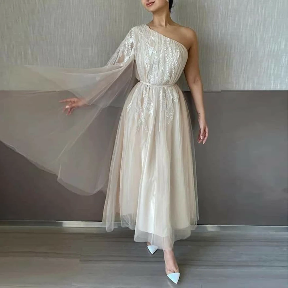 ROSELLA Sexy One Shoulder A-line Tea Length Sash Sleeveless Ivory Women Formal Occasion Evening Dress Party Prom Gown New 2023
ROSELLA Sexy One Shoulder A-line Tea Length Sash Sleeveless Ivory Women Formal Occasion Evening Dress Party Prom Gown New 2023