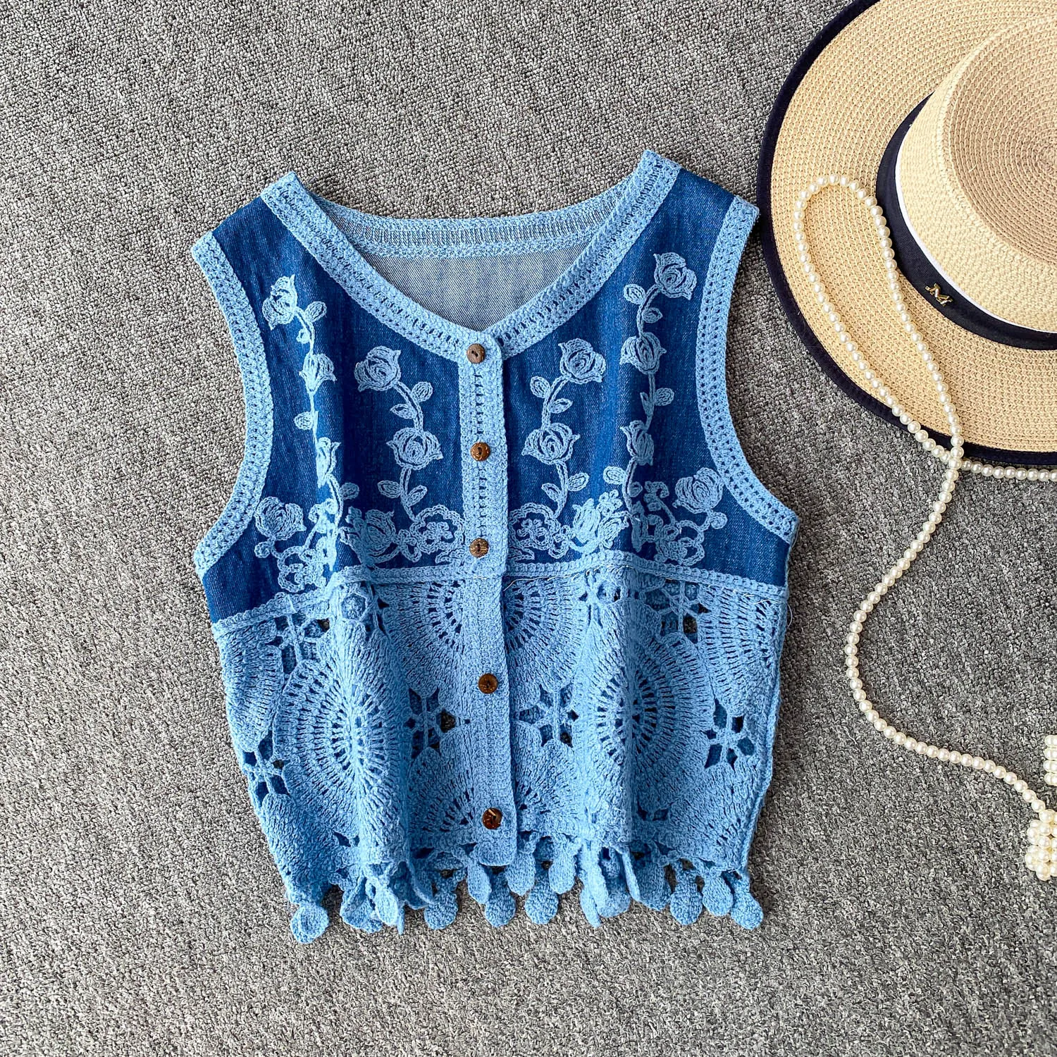 Fashion Knitted Vest Cardigan Women Denim Patchwork Loose V-neck Sweater Tank Top Outwear Sweater Vest Female Summer Tops
Fashion Knitted Vest Cardigan Women Denim Patchwork Loose V-neck Sweater Tank Top Outwear Sweater Vest Female Summer Tops