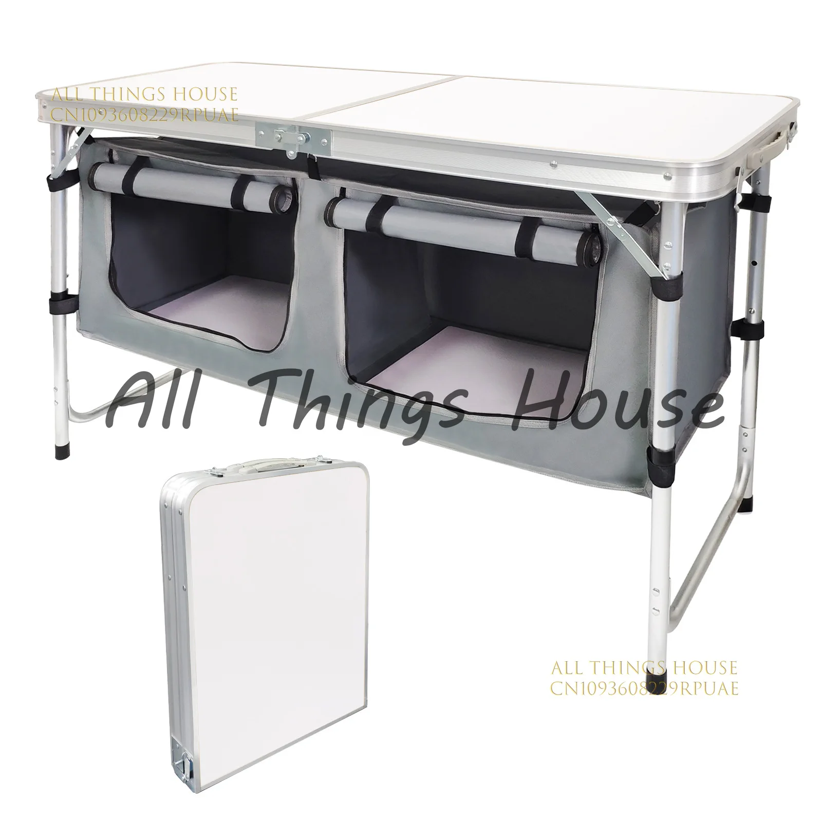 Outdoor Camping Folding Aluminum Alloy Table with Cloth Cabinet, Barbecue Stall Table
Outdoor Camping Folding Aluminum Alloy Table with Cloth Cabinet, Barbecue Stall Table