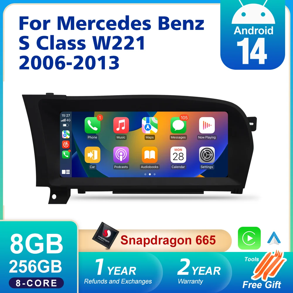 256 ГБ Android 14 CarPlay для Mercedes Benz S-класса W221 2006-2013, беспроводное автомобильное радио, мультимедийная система, навигация, DSP, GPS, стереоэкран
256 ГБ Android 14 CarPlay для Mercedes Benz S-класса W221 2006-2013, беспроводное автомобильное радио, мультимедийная система, навигация, DSP, GPS, стереоэкран