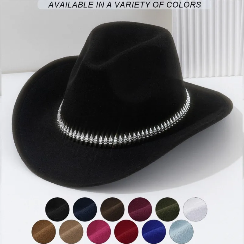 White soft felt hat with fishbone rivets personalized party photography motorcycle performance trendy girl
White soft felt hat with fishbone rivets personalized party photography motorcycle performance trendy girl
