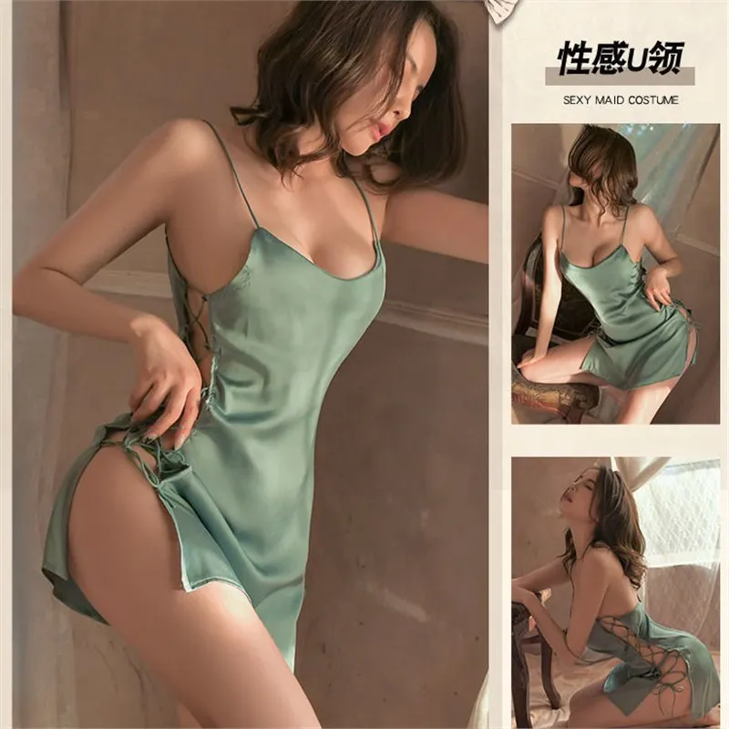 Large size erotic underwear sexy pajamas French women's side split hot hollow lace-up large size nightdress set
Large size erotic underwear sexy pajamas French women's side split hot hollow lace-up large size nightdress set
