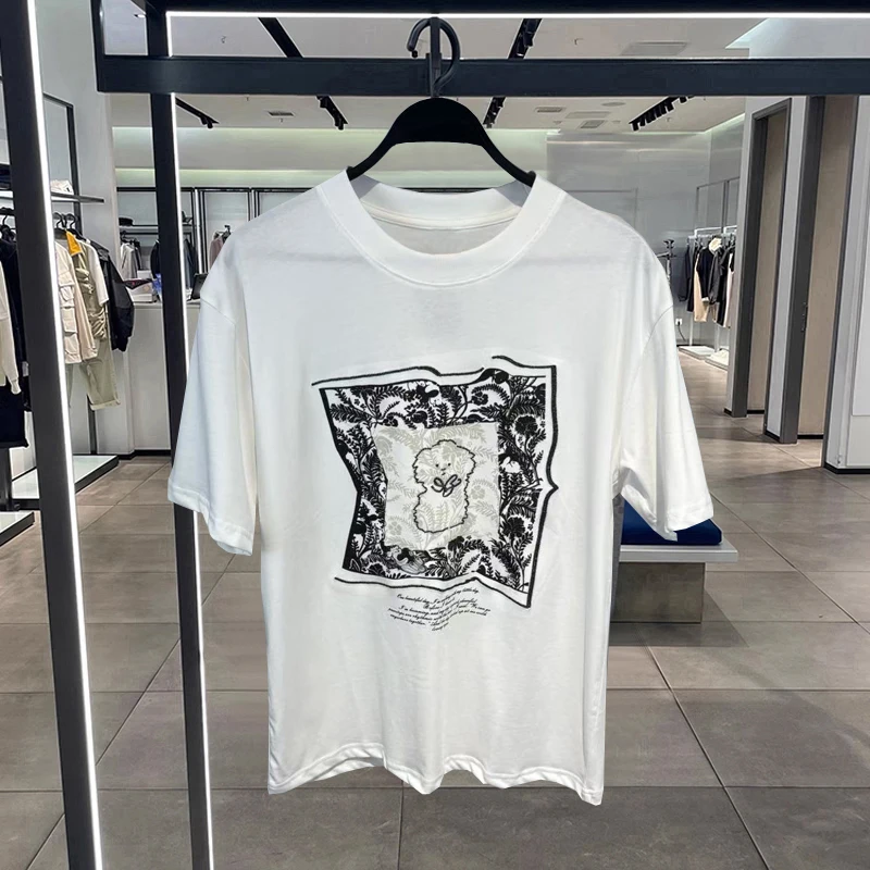 White Embroidered Casual round Neck Short Sleeve T-Shirt Men's Fashion Summer Apparel Loose Fit Organic Cotton Plant Floral P...
White Embroidered Casual round Neck Short Sleeve T-Shirt Men's Fashion Summer Apparel Loose Fit Organic Cotton Plant Floral P...