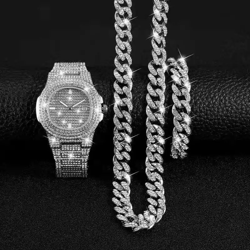Rapper Chain HipHop Miami Curb Cuban Chain 12mm Gold Iced Out Paved Rhinestones CZ Bling Rapper for Men Fashion Watch Necklace
Rapper Chain HipHop Miami Curb Cuban Chain 12mm Gold Iced Out Paved Rhinestones CZ Bling Rapper for Men Fashion Watch Necklace