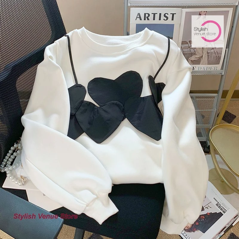 French design sense of love stitching shoulder pad sweater women spring new niche fashion temperament loose age round neck top
French design sense of love stitching shoulder pad sweater women spring new niche fashion temperament loose age round neck top