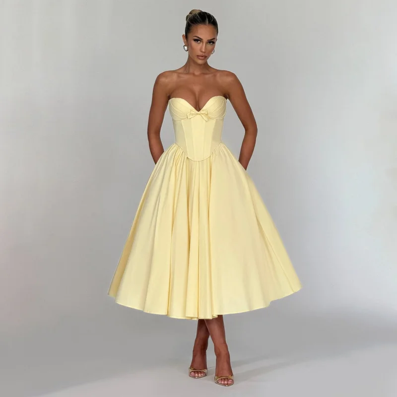 2026 Classic Yellow Prom Dress Sweetheart A Line Backless Vestidos De Fiesta Elegantes Tea Length Evening Dresses Customized
2026 Classic Yellow Prom Dress Sweetheart A Line Backless Vestidos De Fiesta Elegantes Tea Length Evening Dresses Customized