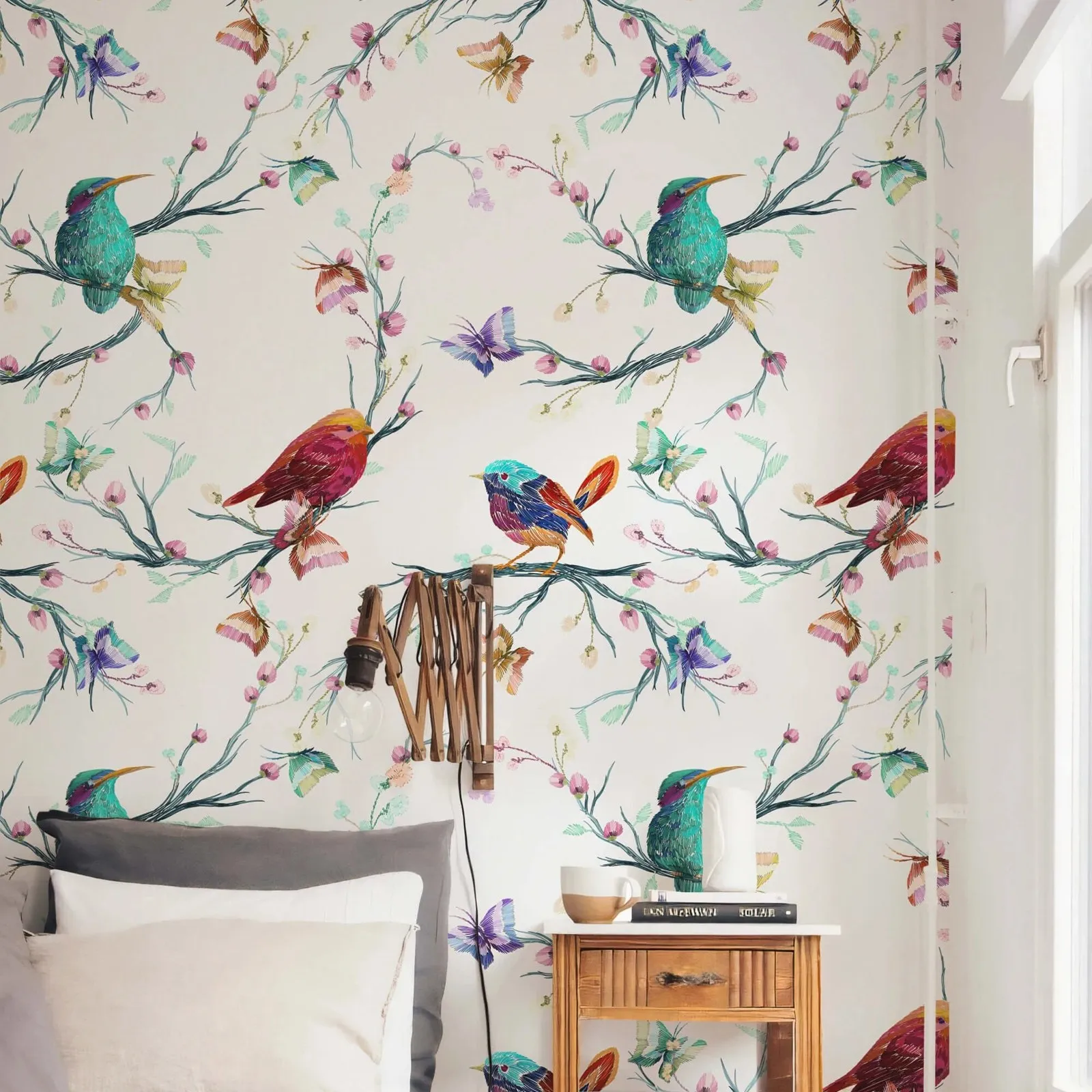 Красочные обои с птицами и цветами, обои с изображением садовой тематики, обычные обои, разноцветные обои с бабочками, домашний декор 
Красочные обои с птицами и цветами, обои с изображением садовой тематики, обычные обои, разноцветные обои с бабочками, домашний декор