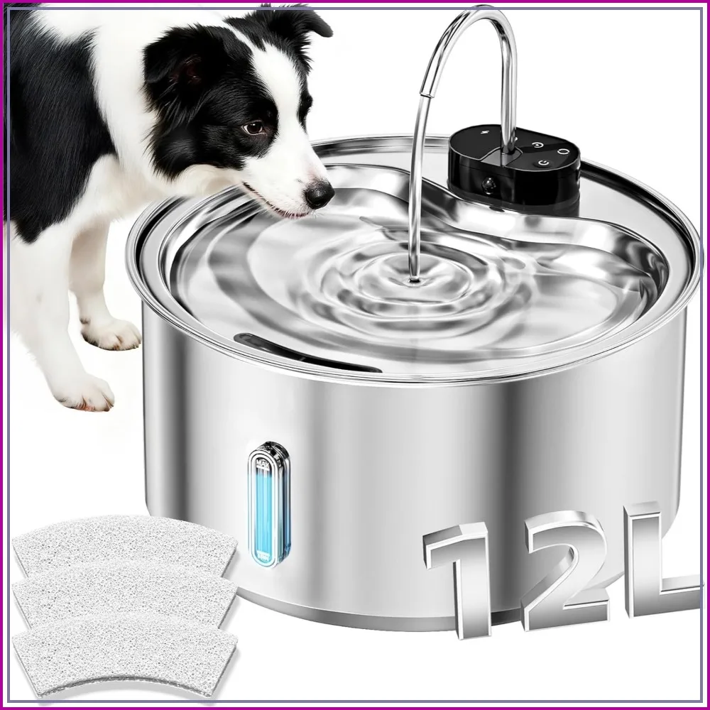 Cordless Dog Water Fountain, 12L/3.2 Gal Battery Operated Automatic Pet Water Dispenser with Infrared Sensor, Stainless Steel Bowl, 3 Modes (3 Filters)
Cordless Dog Water Fountain, 12L/3.2 Gal Battery Operated Automatic Pet Water Dispenser with Infrared Sensor, Stainless Steel Bowl, 3 Modes (3 Filters)