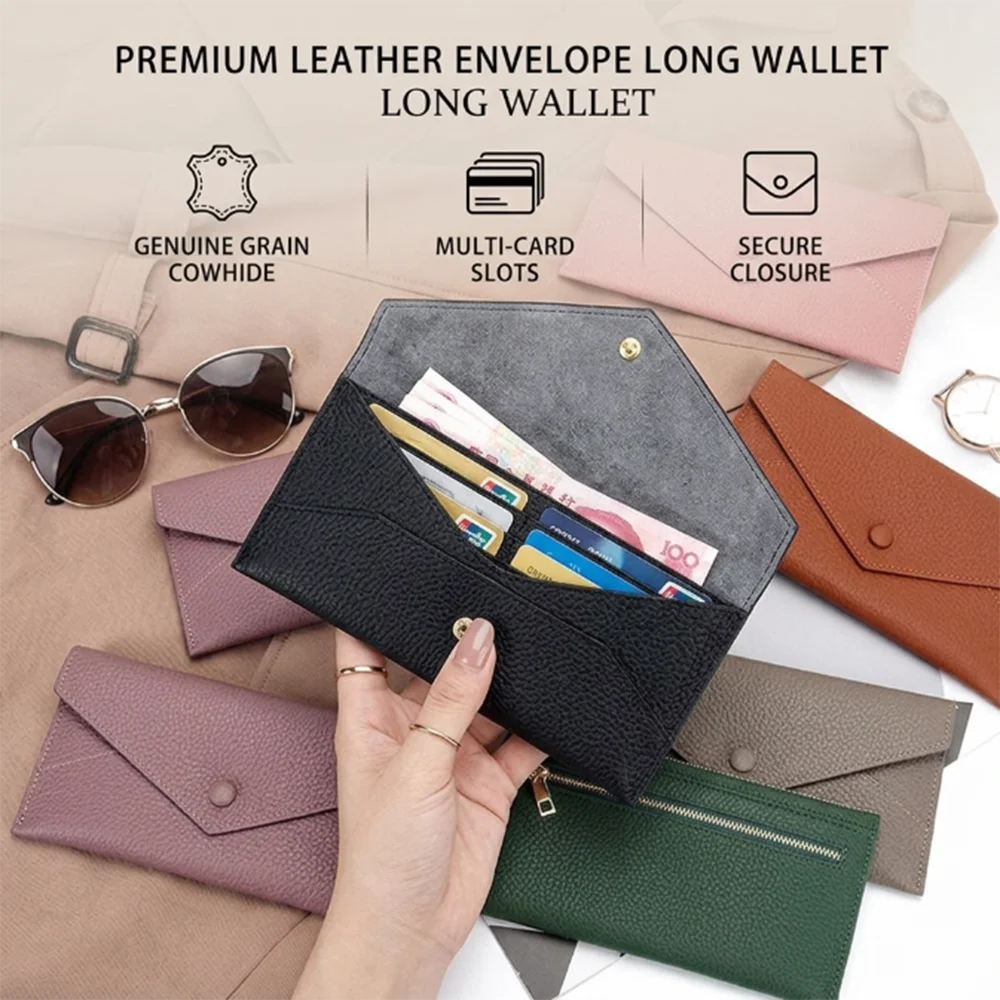 Genuine Leather Long Wallet Ultra Thin Envelope Handbag Purse Soft Cowhide Card Holder Large Capacity Slim Smartphone Organizer
Genuine Leather Long Wallet Ultra Thin Envelope Handbag Purse Soft Cowhide Card Holder Large Capacity Slim Smartphone Organizer