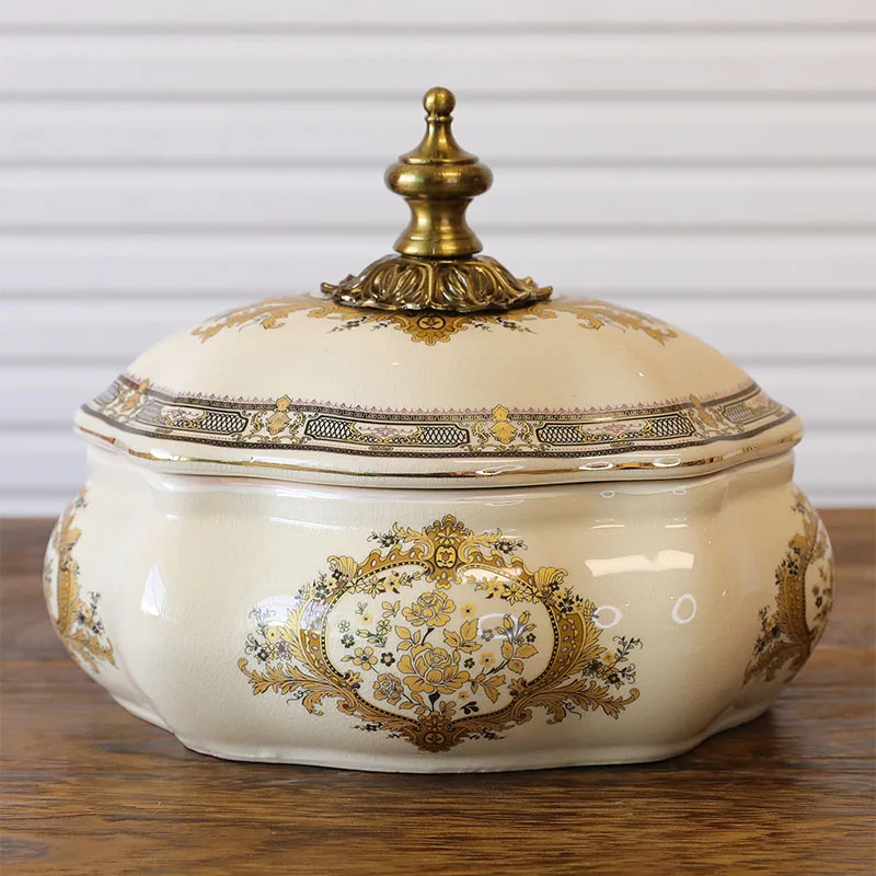 Alloy ceramic storage tank, European and American style living room, porch storage, decorative candy and snack box
Alloy ceramic storage tank, European and American style living room, porch storage, decorative candy and snack box