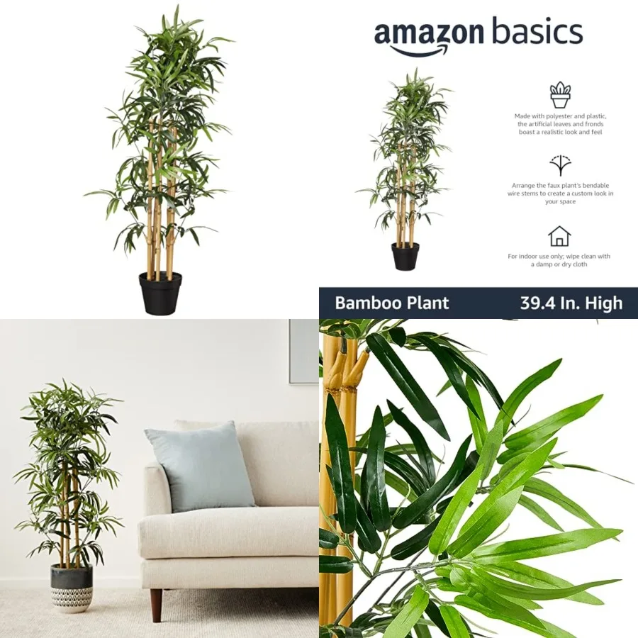 Artificial Bamboo Plant with Plastic Planter Pot, 39.4, Green, Home Office Decor, Floor Plant
Artificial Bamboo Plant with Plastic Planter Pot, 39.4, Green, Home Office Decor, Floor Plant