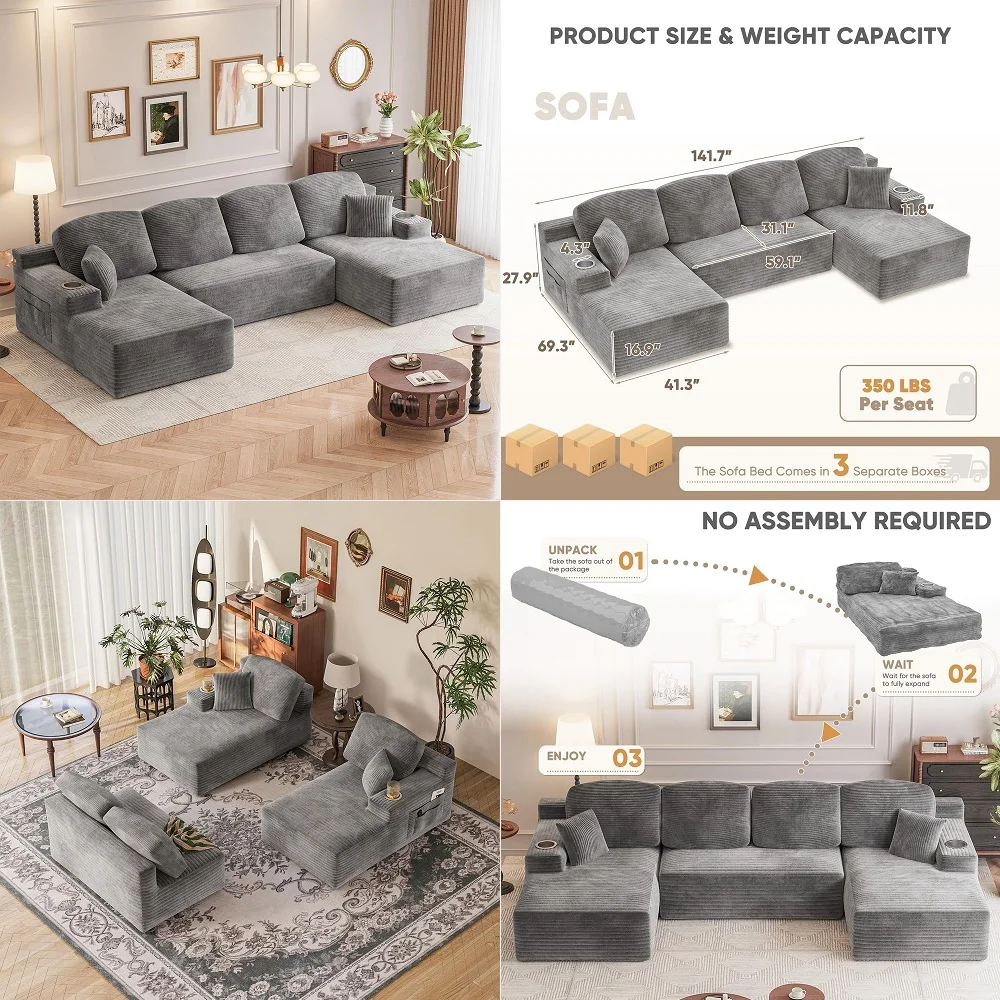 50 Oversized Chaise Lounge Sofa Chair Indoor, Modern Corduroy Sleeper Sofa Cloud Couch with 3 Soft Pillows, Comfy Single Seat F
50 Oversized Chaise Lounge Sofa Chair Indoor, Modern Corduroy Sleeper Sofa Cloud Couch with 3 Soft Pillows, Comfy Single Seat F