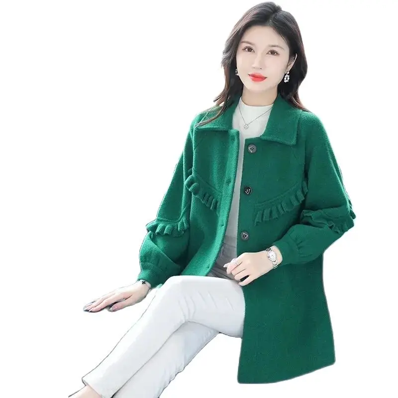 High-End 2023 Autumn And Winter New Woolen Coat Lantern Sleeve Ruffled Female Long Coat Women's Plus Size Loose Fashion Jacket
High-End 2023 Autumn And Winter New Woolen Coat Lantern Sleeve Ruffled Female Long Coat Women's Plus Size Loose Fashion Jacket