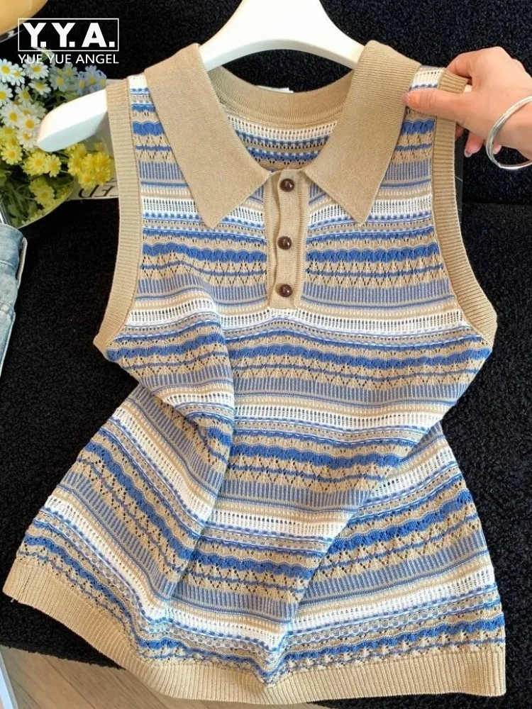 Office Female Sleeveless Mixed Color Turn Down Collar Vest Fashion Button Stripe Tops Breathable Ladies Versatile Slim Tank Top
Office Female Sleeveless Mixed Color Turn Down Collar Vest Fashion Button Stripe Tops Breathable Ladies Versatile Slim Tank Top