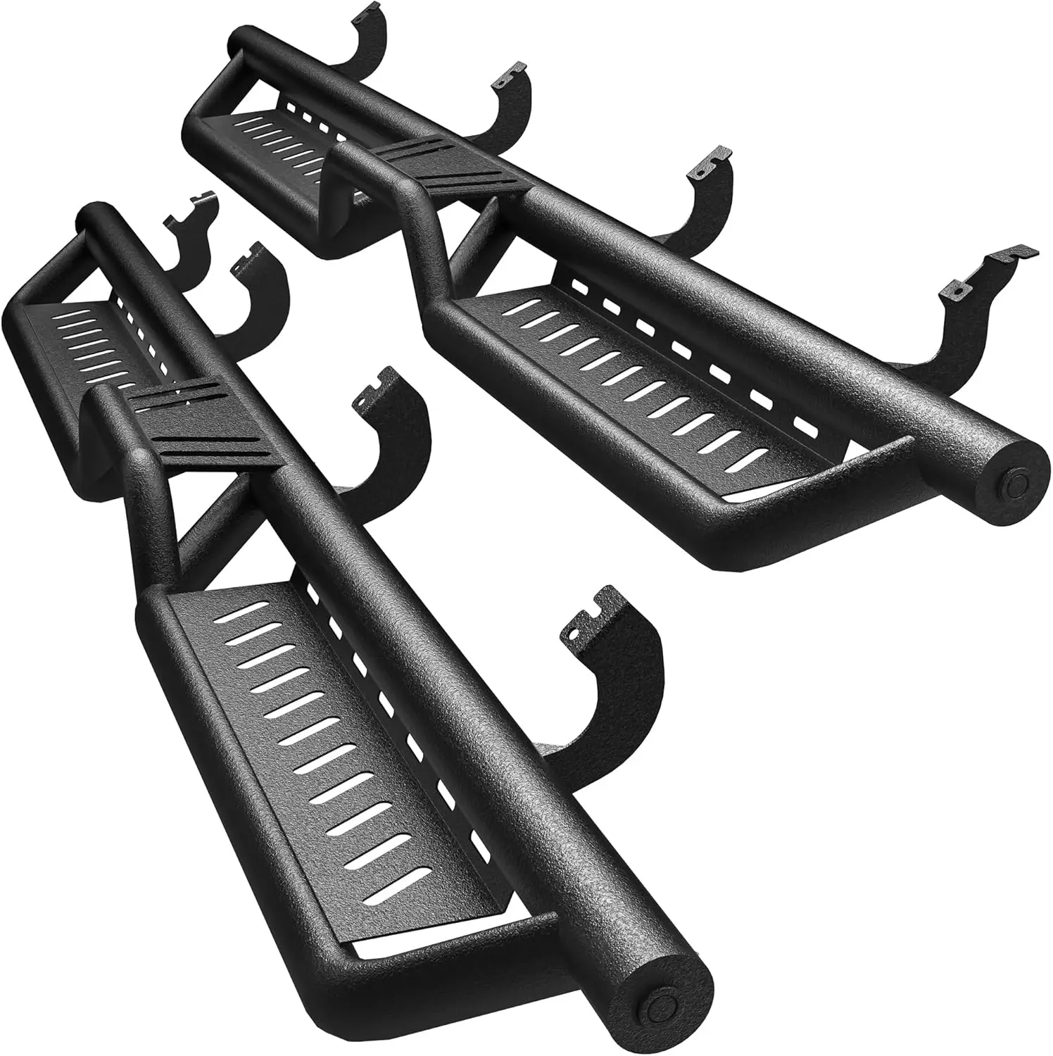 Подносы для бега, совместимые с кабиной Toyota Tundra CrewMax 2022-2025, Nerf Bar с черным порошковым покрытием, боковые ступеньки для двух лестниц 
Подносы для бега, совместимые с кабиной Toyota Tundra CrewMax 2022-2025, Nerf Bar с черным порошковым покрытием, боковые ступеньки для двух лестниц