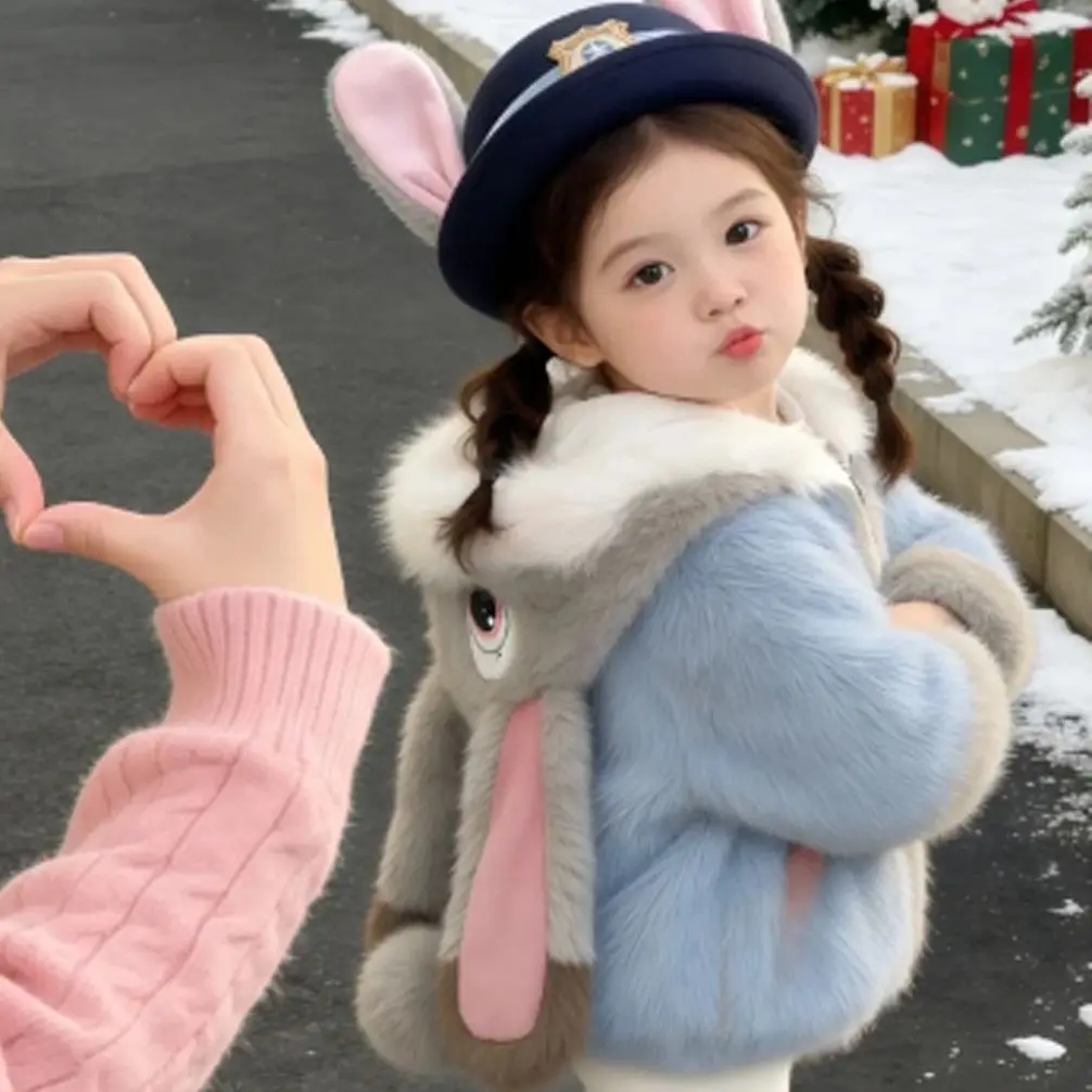 Аниме Disney Zootopia Judy Rabbit Officer, детская меховая плюшевая куртка из искусственного меха, модная утолщенная теплая кавайная куртка с капюшоном для девочек
Аниме Disney Zootopia Judy Rabbit Officer, детская меховая плюшевая куртка из искусственного меха, модная утолщенная теплая кавайная куртка с капюшоном для девочек