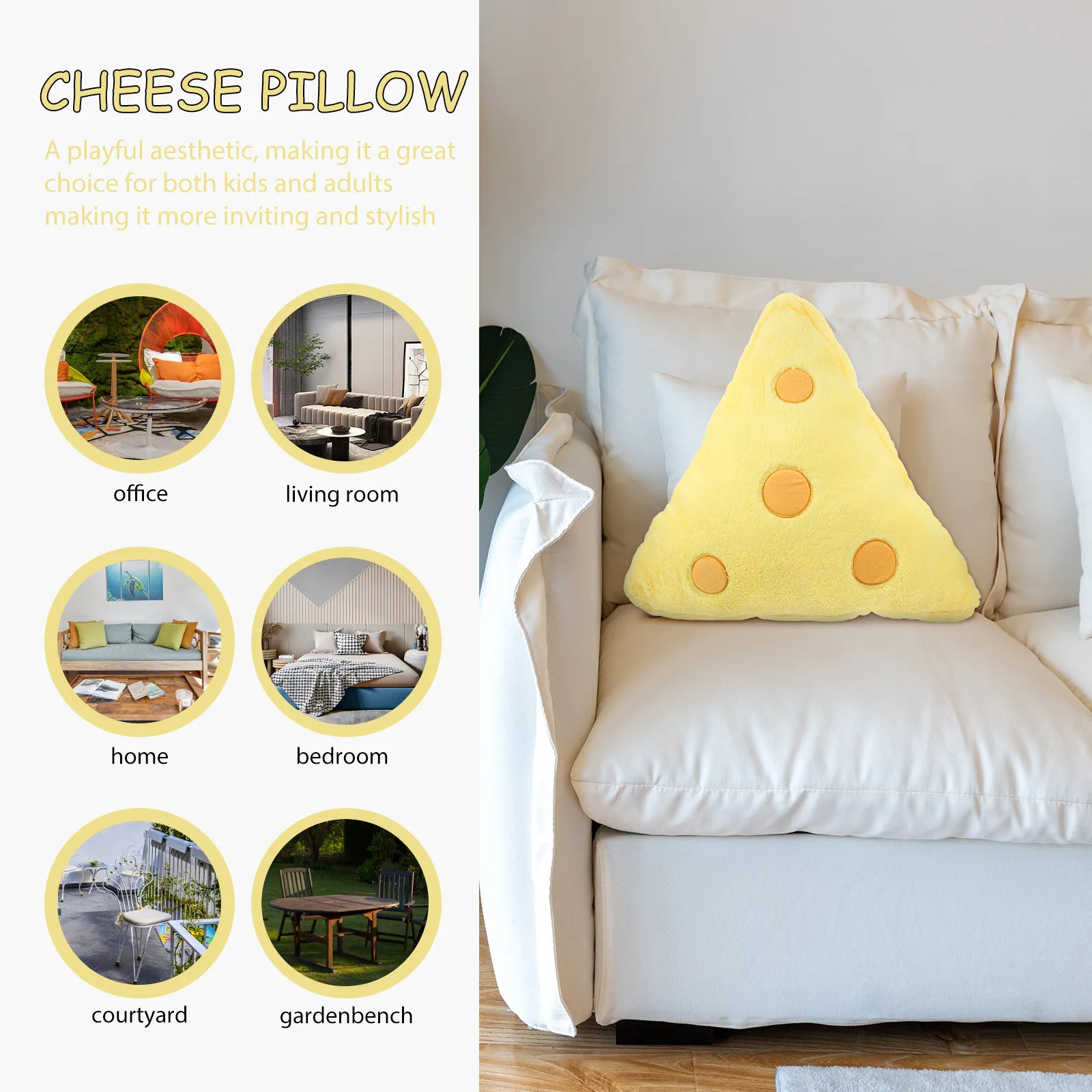 Cheese Shaped Decorative Pillow Soft Cozy Hug Pillow Small Accent Cushion for Sofa Couch Desk Car Home Office Fun Food Inspired
Cheese Shaped Decorative Pillow Soft Cozy Hug Pillow Small Accent Cushion for Sofa Couch Desk Car Home Office Fun Food Inspired