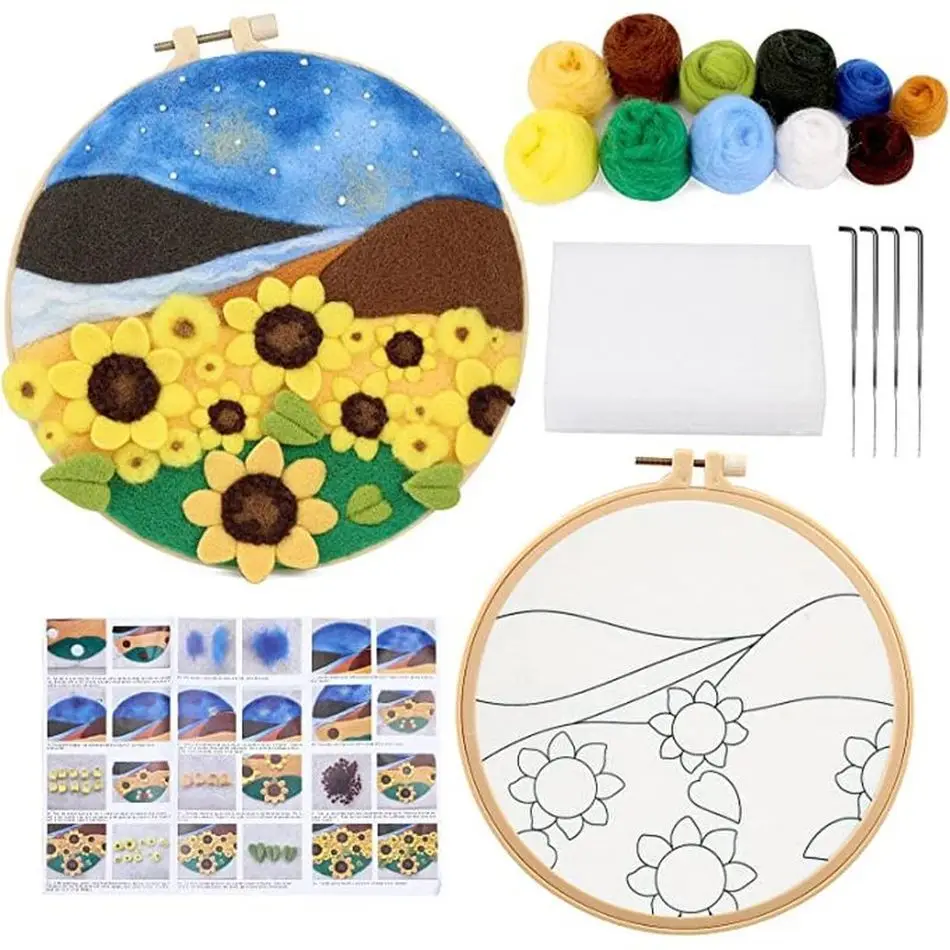 RUOPOTY DIY Wool Felting Painting With Embroidery Frame 20x20cm Sunflowers Needle Wool Painting Picture Handwork For DIY Gift
RUOPOTY DIY Wool Felting Painting With Embroidery Frame 20x20cm Sunflowers Needle Wool Painting Picture Handwork For DIY Gift